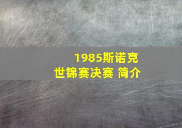 1985斯诺克世锦赛决赛 简介